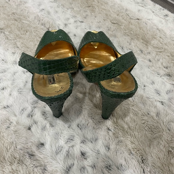 [8]🐊Killer Crocodile Peep Toe Heel | Women’s|Report Signature| Snakeskin Green - Picture 7 of 11